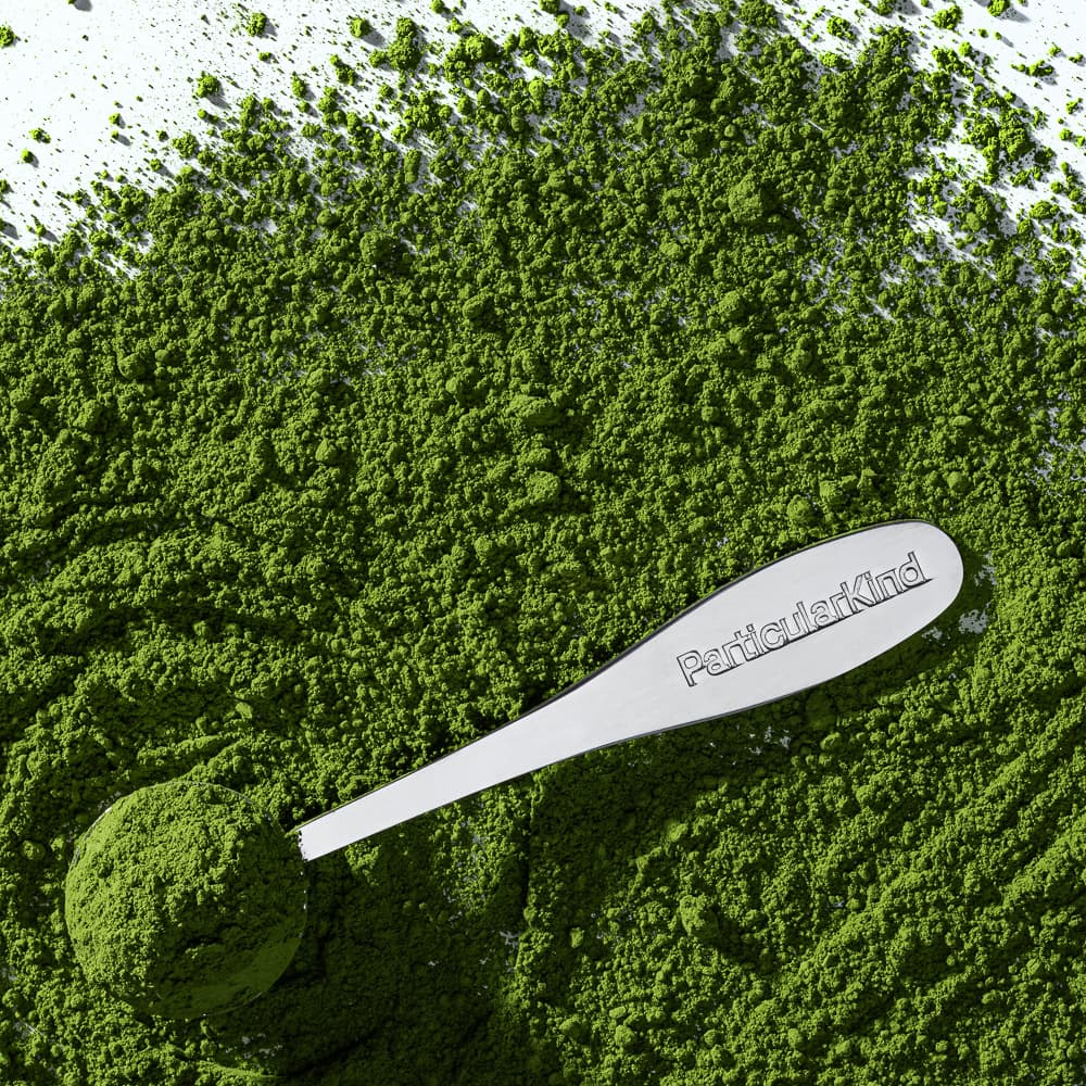 Matcha wellness product photography - clean studio packshot