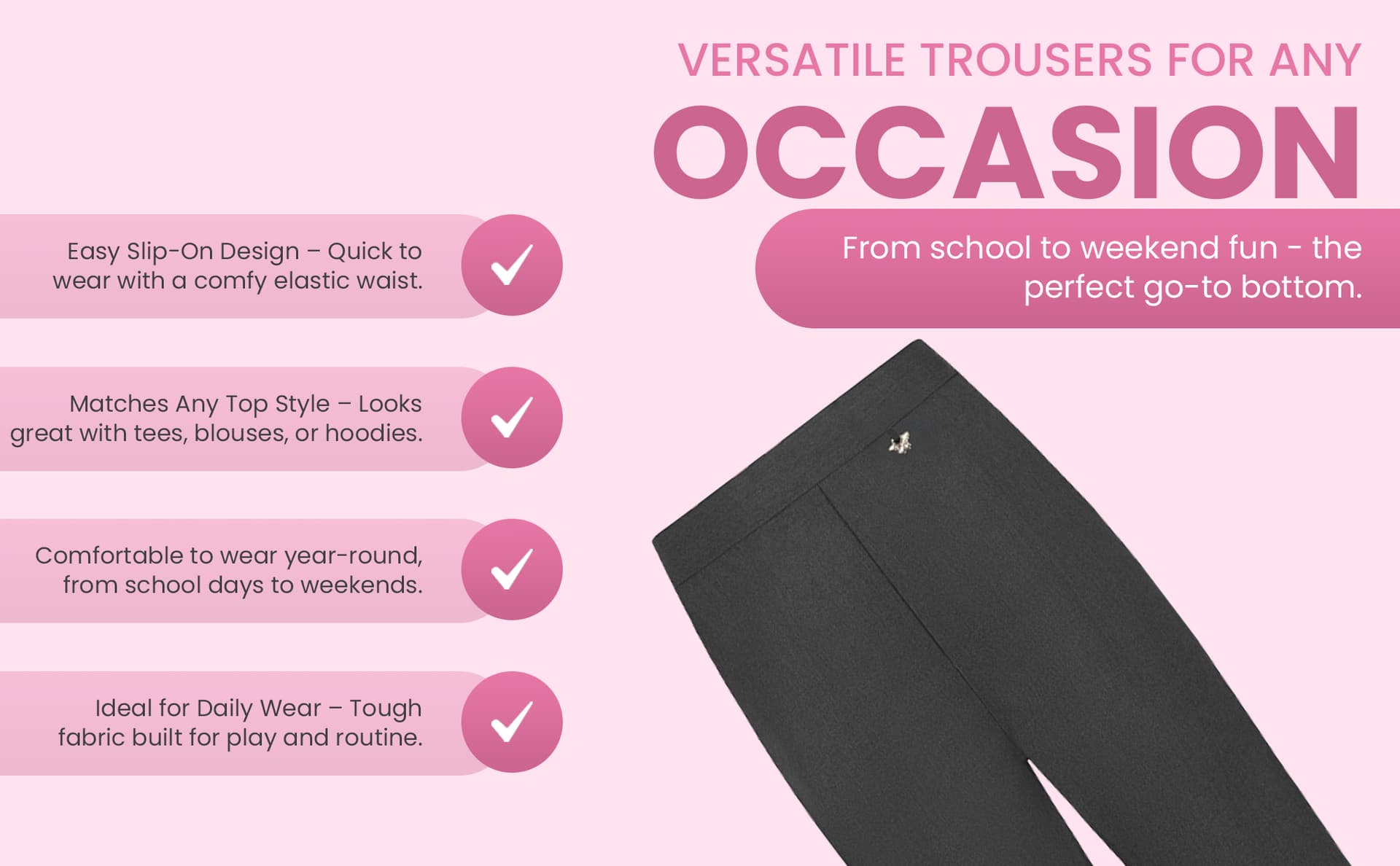 A+ Content feature module showing girls school clothing details