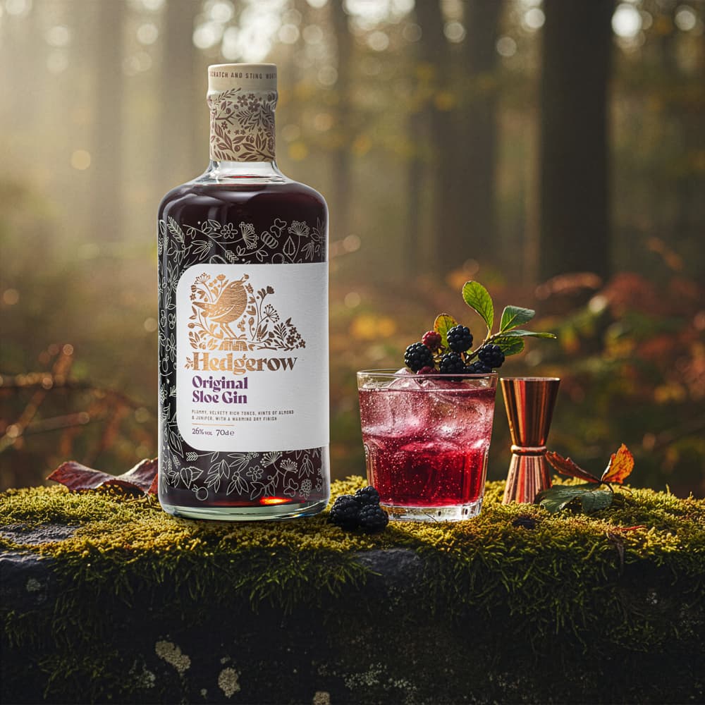 Sloe gin rustic table DCL composite - digital composite photography UK
