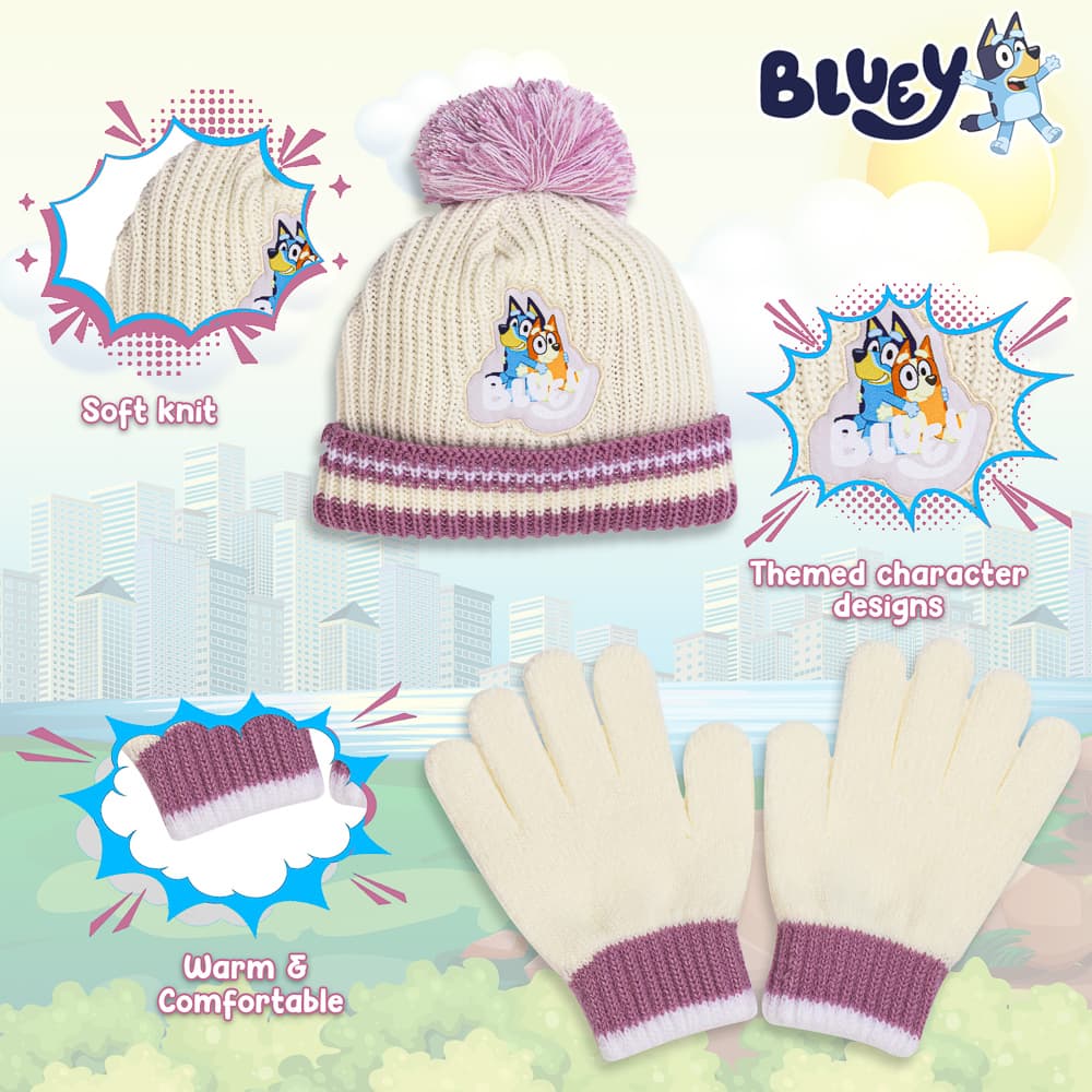 Characterville hat and gloves infographic combining photography with product feature callouts