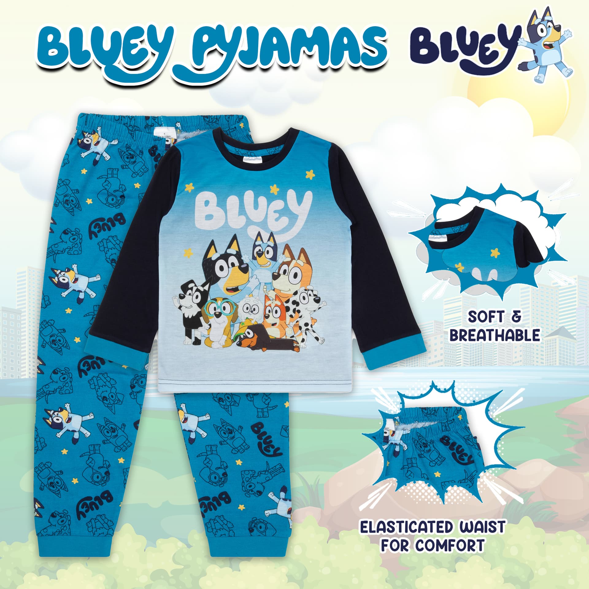 Children's pyjama photography - Bluey character sleepwear product
