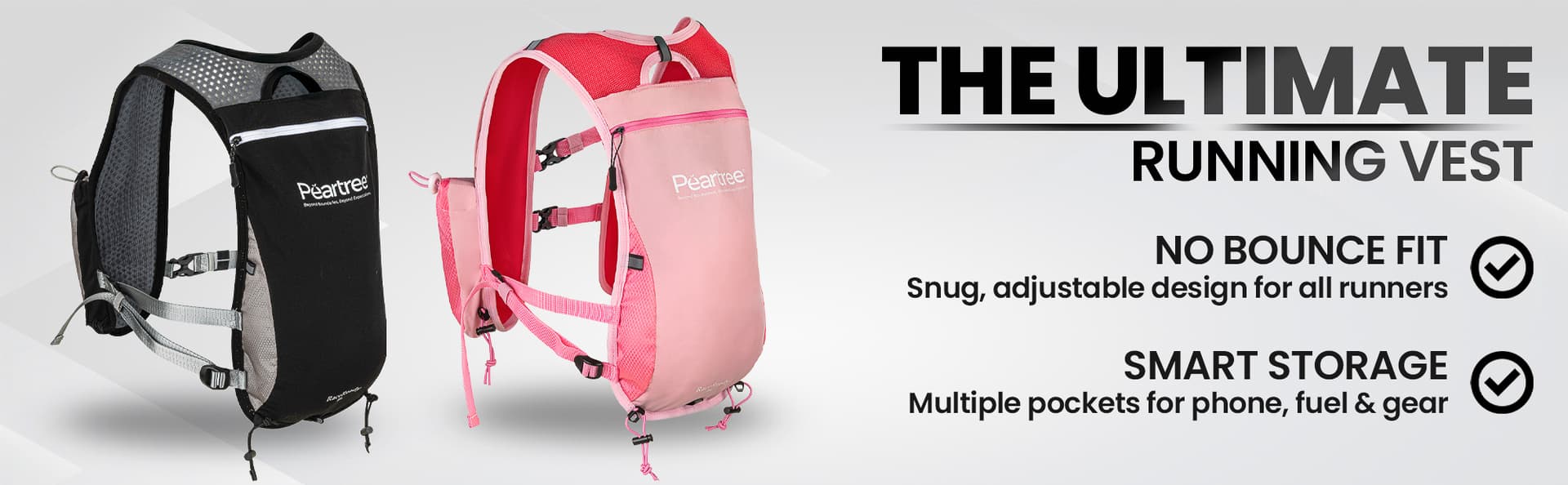 Amazon A+ Content branded banner module showing a running vest product range